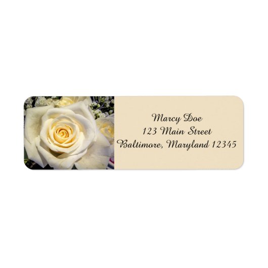 Witte roos retour adreslabels etiket (Voorkant)