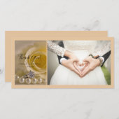 Witte Roos, Ring en Parels Trouw Dankjewel Bedankkaart (Voorkant / Achterkant)