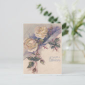 Witte Roos Rozen Bloemen Briefkaart (Staand voorkant)