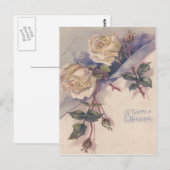 Witte Roos Rozen Bloemen Briefkaart (Voorkant / Achterkant)