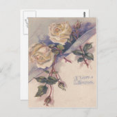 Witte roos Rozen Briefkaart (Voorkant / Achterkant)