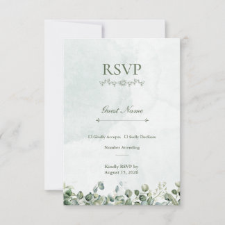 Witte Roos & Saliegroen RSVP-antwoordkaart RSVP Kaartje