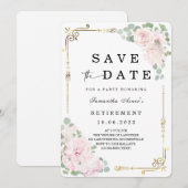 Witte Roos Save the Date  Pensioenfeestje Kaart (Voorkant / Achterkant)