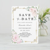 Witte Roos Save the Date  Pensioenfeestje Kaart (Staand voorkant)