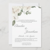 Witte roos spaanse bruiloft uitnodiging (Voorkant)