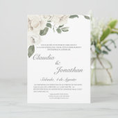 Witte roos spaanse bruiloft uitnodiging (Staand voorkant)
