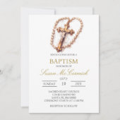 Witte roos Spaanse doop uitnodiging (Voorkant)