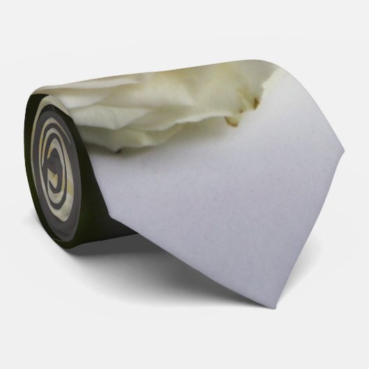 Witte roos stropdas (Opgerold)