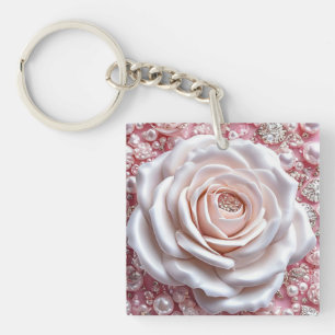 🌹 Witte Roos Tasbedel Voor Elegante Stijl 🌹 Sleutelhanger