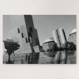 Witte roos ter nagedachtenis legpuzzel