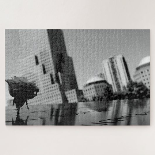 Witte roos ter nagedachtenis legpuzzel (Horizontaal)