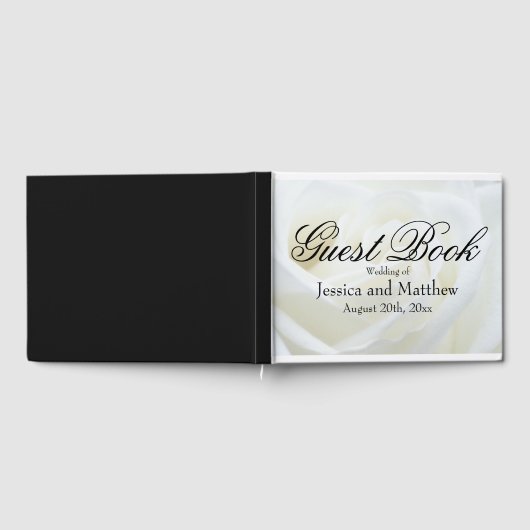 Witte Roos Traditionele Gepersonaliseerde Huwelijk Gastenboek (Volledig)