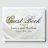 Witte Roos Traditionele Gepersonaliseerde Huwelijk Gastenboek (Voorkant)