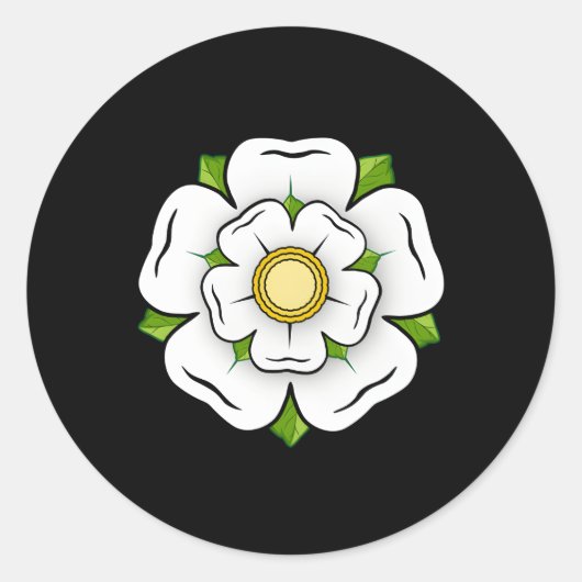 Witte Roos van York Brits Yorkshire symbool Vlag O Ronde Sticker (Voorkant)