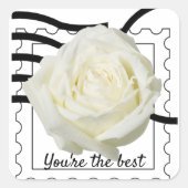 Witte roos vierkante sticker (Voorkant)