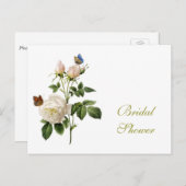 witte roos, vlinders vrijgezellenfeest uitnodiging briefkaart (Voorkant / Achterkant)