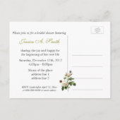 witte roos, vlinders vrijgezellenfeest uitnodiging briefkaart (Achterkant)