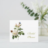 witte roos, vlinders vrijgezellenfeest uitnodiging briefkaart (Staand voorkant)