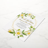 Witte roos waterverf bruiloft met florale  folie uitnodiging (Gedraaid)