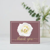 Witte Roos Wilde Gember Achtergrond Bedankt Briefkaart (Staand voorkant)