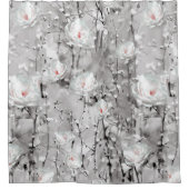 Witte roos winter bloemengrijs wit patroon douchegordijn (Voorkant)