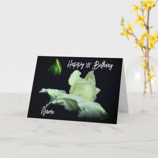 Witte Roosknop Bloem Persoonlijke Verjaardag Kaart (Gele Bloem)