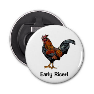Witte Rooster flesopening Button Flesopener