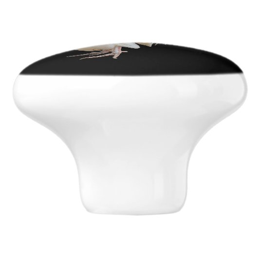 WITTE ROOSTER* KERAMISCHE KNOP (Zijkant)