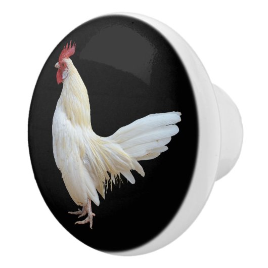 WITTE ROOSTER* KERAMISCHE KNOP (Rechts)