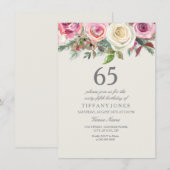 Witte Rose 65th 66th 67th 68th Birthday Kaart (Voorkant / Achterkant)