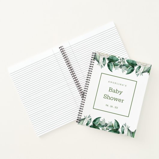 Witte Rose Baby shower cadeau lijst Notitieboek (Binnen)