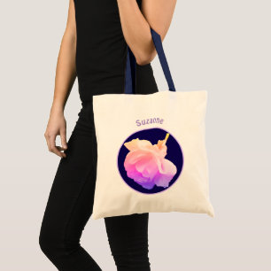Witte Rose Bloem Regendruppels gepersonaliseerd Tote Bag