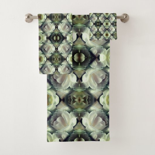 Witte Rose Bloemen Abstracte Kunst Bad Handdoek (Insitu)