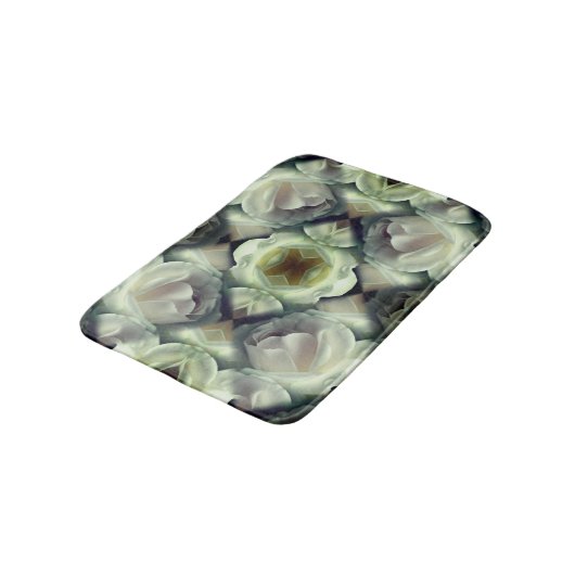 Witte Rose Bloemen Abstracte Kunst Badmat (Gekanteld)