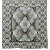 Witte Rose Bloemen Abstracte Kunst Douchegordijn (Voorkant)