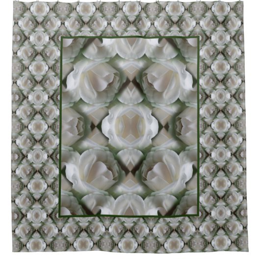 Witte Rose Bloemen Abstracte Kunst Douchegordijn (Voorkant)