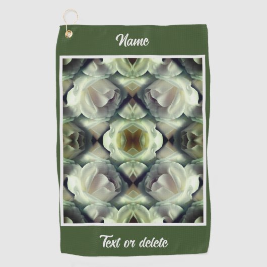 Witte Rose Bloemen Abstracte Kunst Gepersonaliseer Golfhanddoek (Voorkant)