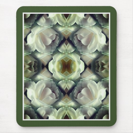 Witte Rose Bloemen Abstracte Kunst Muismat (Voorkant)