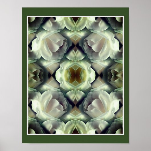 Witte Rose Bloemen Abstracte Kunst Poster (Voorkant)