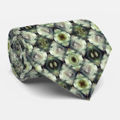 Witte Rose Bloemen Abstracte Kunst Stropdas (Opgerold)