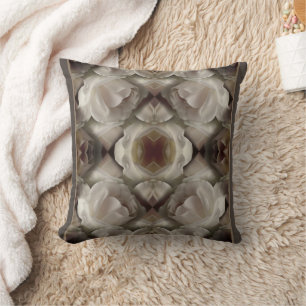 Witte Rose Bloemen Abstracte Kunst Vintage Kussen