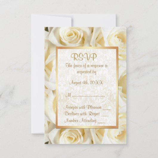 Witte Rose Bloemen Bruiloft RSVP (Achterkant)