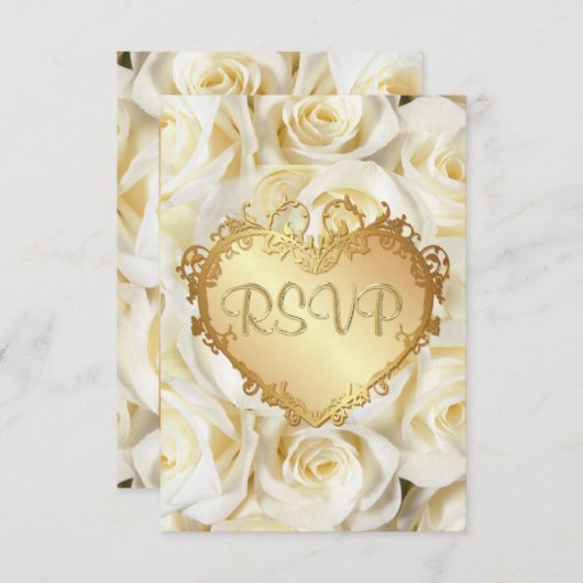 Witte Rose Bloemen Bruiloft RSVP (Voorkant / Achterkant)