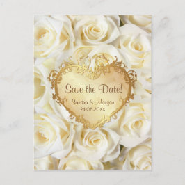 Witte Rose Bloemen Bruiloft Save the Date Aankondigingskaart
