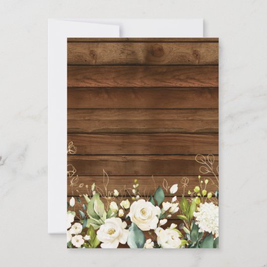 Witte Rose Bloemen Bruiloft Save the Date Uitnodig Bedankkaart (Achterkant)