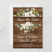 Witte Rose Bloemen Bruiloft Save the Date Uitnodig Bedankkaart (Voorkant)