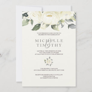 Witte Rose Bloemen Bruiloft Uitnodigingen
