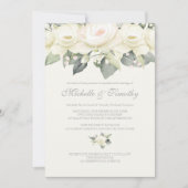 Witte Rose Bloemen Bruiloft Uitnodigingen (Voorkant)