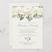 Witte Rose Bloemen Bruiloft Uitnodigingen (Voorkant / Achterkant)