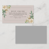 Witte Rose Bloemen Bruiloft Website RSVP Informatiekaartje (Voorkant / Achterkant)